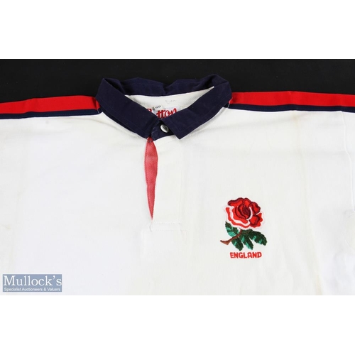 109 - 1993 Dewi Morris Signed England Rugby Jersey: No 9 matchworn Cotton Traders short-sleeved England ro... 