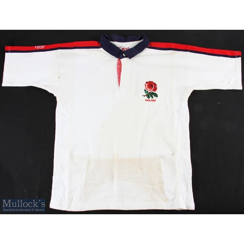 109 - 1993 Dewi Morris Signed England Rugby Jersey: No 9 matchworn Cotton Traders short-sleeved England ro... 