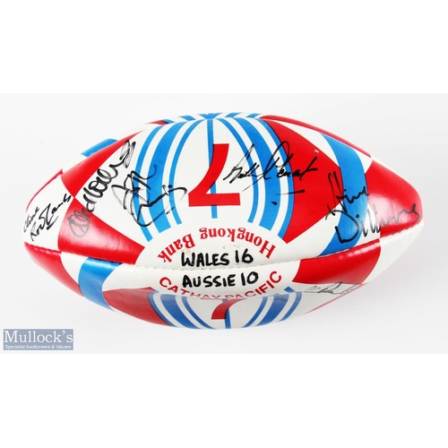 112 - 1990 Wales Signed Hong Kong 7s Rugby Ball: Wales' first appearance included a good 16-10 win over Au... 