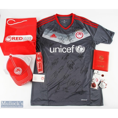 1356 - Collection of Olympiacos FC Memorabilia to include original multi signed shirt in Medium Size with D... 