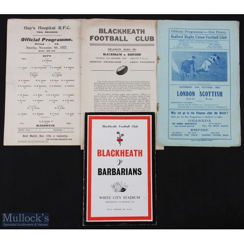 167 - 1922 on Mostly Blackheath Rugby programmes (4): At Guy's Hospital 1922, great names on both sides, l... 