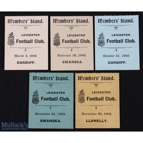 169 - Very Rare 1903-06 Leicester Rugby Tickets v Welsh Visitors (5): Terrific set of five small near-mint... 