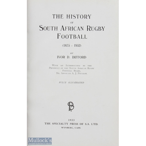 172 - 1933 Book, History of South African Rugby Football: Monumental history of the game in South Africa b... 