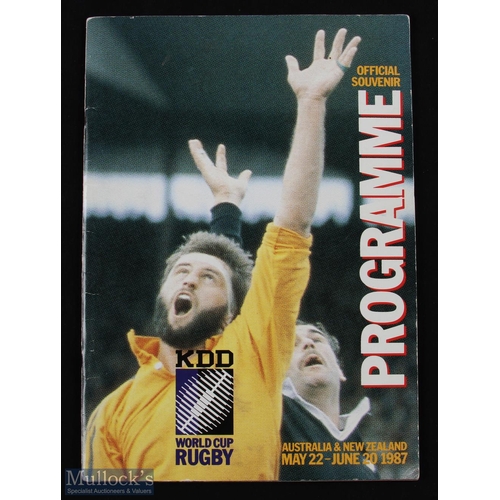 174 - RWC 1987 Overall Rugby Programme: Large, attractive & detailed, first of the three issues for that i... 