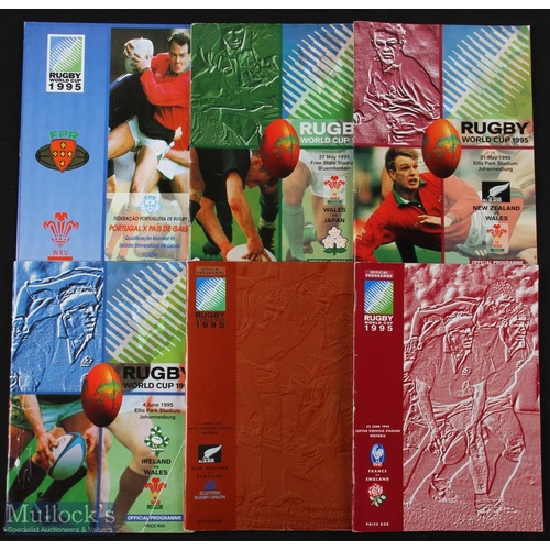 176 - RWC 1995 Wales etc Rugby Programmes (6): Wales qualifier v Portugal in Lisbon, 1994; pool games v Ja... 