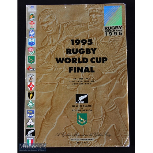 179 - RWC 1995 Final Rugby Programme: The Golden Book, 'A Golden Moment in the Golden City'. Much sought a... 