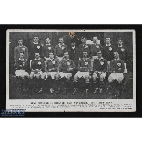 21 - 1905 Ireland v NZ Rugby Postcard: B/W Irish team photograph from the 25 Nov 1905 game v the All Blac... 