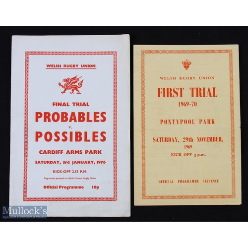 23 - 1969-70 & 1975-6 Welsh Rugby Trials Programmes (2): 1st trial at Pontypool Nov 1969 and Final Trial ... 