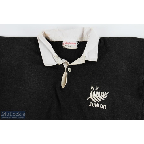 30 - NZ Juniors Matchworn Rugby Jersey: Looks to be 1970s or early 1980s, Canterbury make, size XOS, silv... 