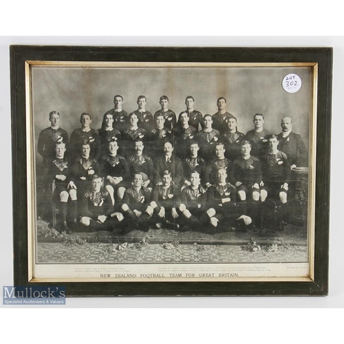 302 - Rare 1905 NZ All Blacks large framed Photograph: Taken in NZ prior to departure, a stunning large bo... 