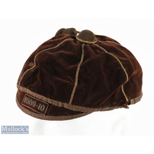 306 - 1909-10 Tonbridge RFC, Kent Rugby Honours Cap: Brown with gold braid, fraying in places with wear & ... 