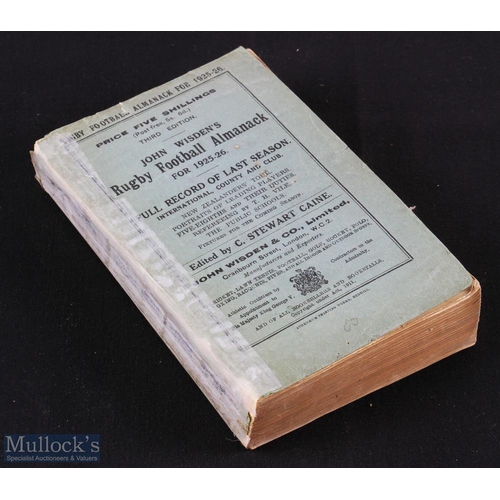 314 - Scarce 1925-26 Wisden Rugby Football Almanack: Third & last in of a run of just three seasons. All c... 