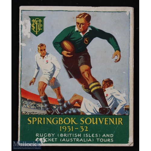 323 - Rare 1931-2 Springbok Rugby Souvenir Booklet: Lovely coloured-cover compact 32 pp publication with p... 
