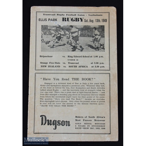 324 - 1949 NZ in S Africa Signed Rugby Programme (3): 16pp A5 issue for the SA v NZ test at Ellis Park, Au... 