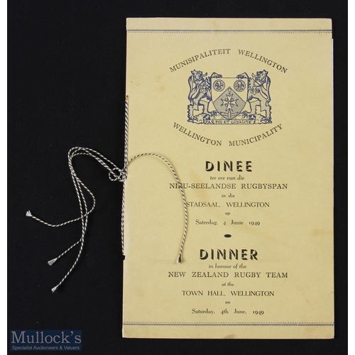 326 - 1949 NZ in S Africa Signed Rugby Menu: Magnificent menu from the Boland v NZ dinner at Wellington, 4... 