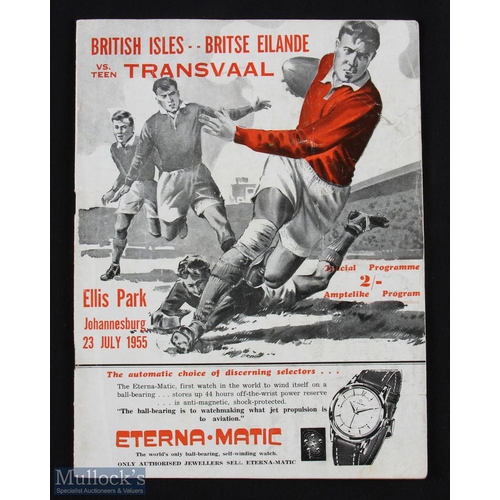 339 - Scarce 1955 Transvaal v British/I Lions Rugby Programme: 23rd July issue, 32pp + covers, large detai... 