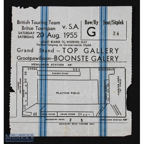 340 - 1955 S Africa v British & I Lions Test Ticket: Newlands issue, Cape Town, from the great series if t... 