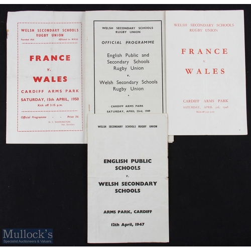 47 - Wales Schools Rugby Programmes (4): All at Cardiff, v English Public Schools 1947 & 1949 and France ... 