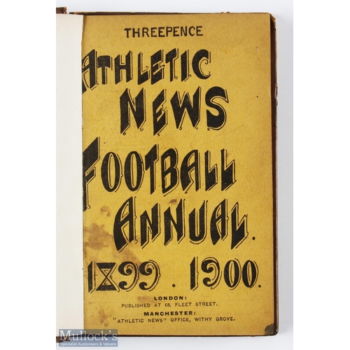 478 - 1898-1900 Athletic News Football Annual, leather bound annual with original covers and adverts, some... 