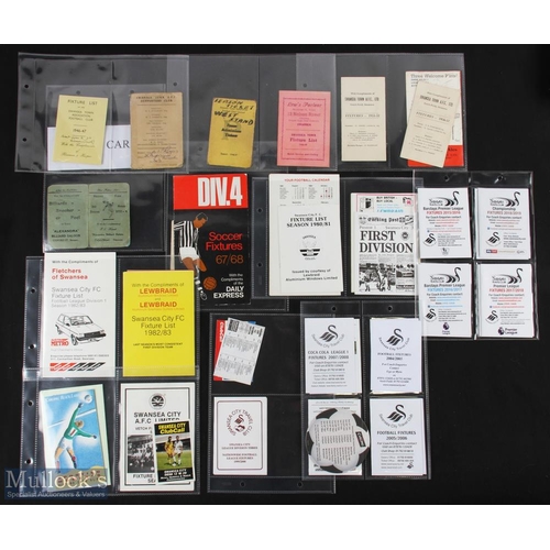 484 - 1933-2020 Swansea Town/ City Football Fixtures Cards, a good collection that includes a press admiss... 