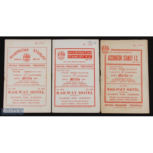 505 - Accrington Stanley v Mansfield Town home programmes 1957/58, 1959/60, 1960/61; fair/good. (3)