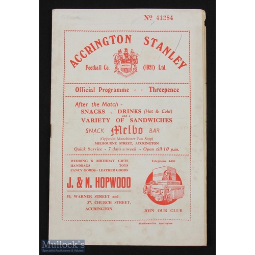 507 - 1954/55 Accrington Stanley v East Fife friendly match programme 21 February 1955, attendance only 2,... 