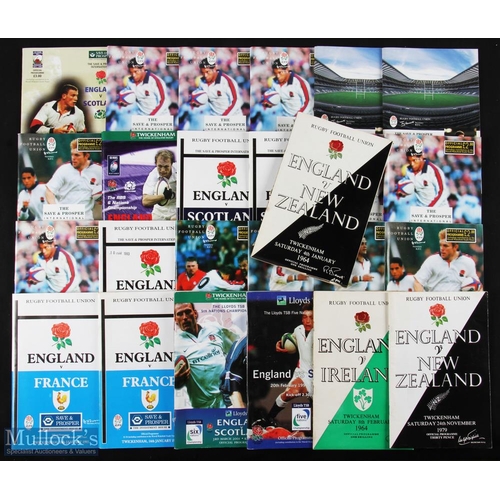 61 - England Home Rugby Programmes (25): More modern, mostly 6 Nations, glossy issues. VG