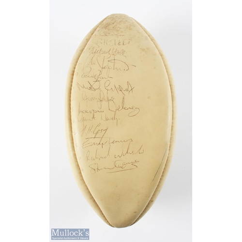 69 - 1991 Wales Squad Signed Full Size Rugby Ball: Some fading, but neatly organised & numbered autograph... 