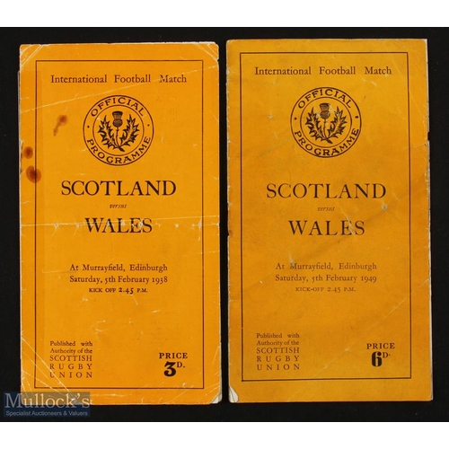 77 - 1938/1949 Scotland v Wales Rugby Programmes (2): The absolutely traditional and similar orange slim ... 