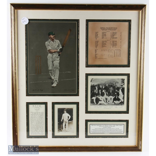 1091 - 1902 Australia v England R A Duff 6 aperture display, to include a period postcard, team photograph ... 