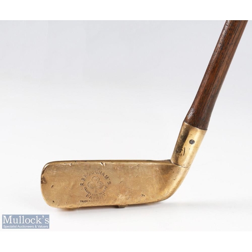 13 - Scarce R Brougham's patent 'Clubs are Trumps' brass putter with interesting semi-circular back and t... 