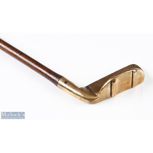 13 - Scarce R Brougham's patent 'Clubs are Trumps' brass putter with interesting semi-circular back and t... 