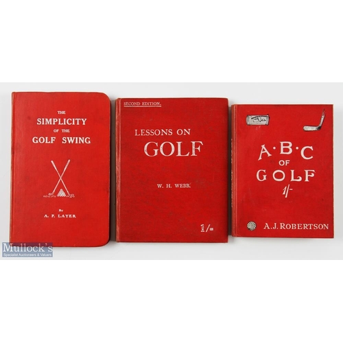 172 - Interesting collection of early 1900s golf instruction pocket size books (3) - all with red and whit... 