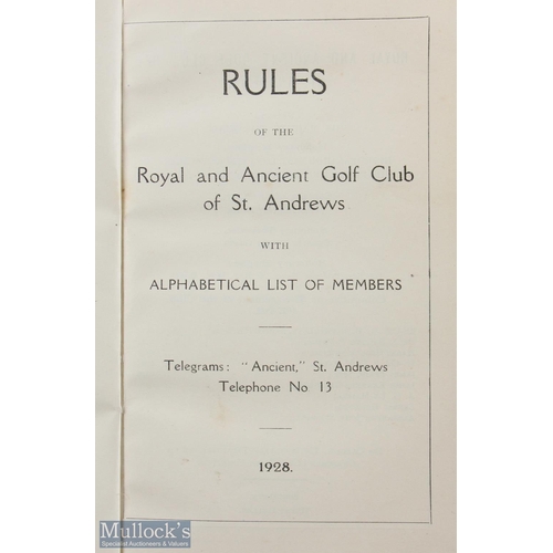 182 - 1927/1928 scarce Royal & Ancient Golf Club of St Andrews Rule and List of Members Handbook - Steward... 