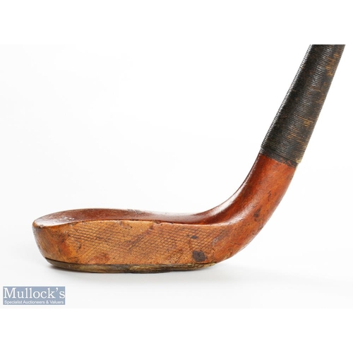 2 - Dual stamped H Philp/R Forgan wide bodied light stained fruitwood scare neck putter showing diamond ... 