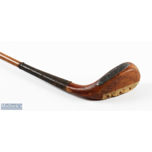 2 - Dual stamped H Philp/R Forgan wide bodied light stained fruitwood scare neck putter showing diamond ... 