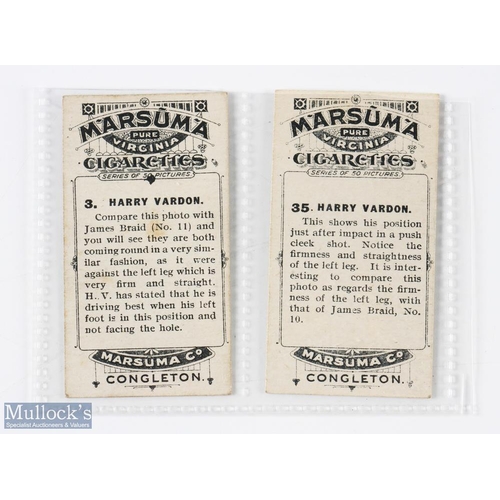 212 - 2x Harry Vardon Marsuma Cigarette Golfing Cards c1914 - from Famous Golfers and Their Strokes to inc... 