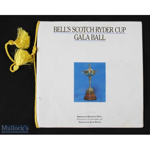 387 - Rare 1985 Ryder Cup (Belfry) Golf Tournament Signed Gala Ball Dinner Menu - signed by both Captains ... 