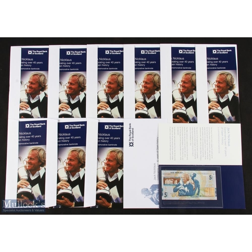 396b - 10x Jack Nicklaus 18x Major Golf Winner Collection of Royall Bank of Scotland £5 Bank Notes - to com... 