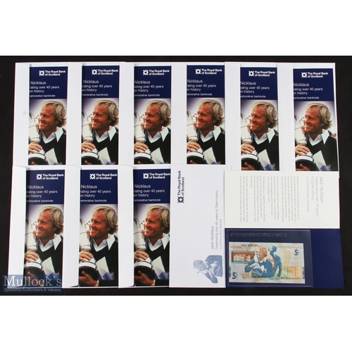 403a - 10x Jack Nicklaus 18x Major Golf Winner Collection of Royal Bank of Scotland £5 Bank Notes - to comm... 