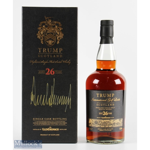 407 - Very Rare Glen Dronach Trump International Golf Links 26 Year Old Single Malt Whisky signed by Donal... 