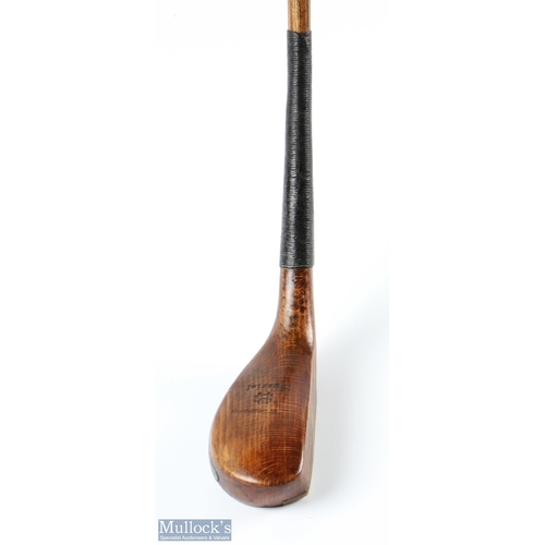 411 - Robert Simpson scared neck late longnose putter in light stained beech wood stamped with the maker's... 