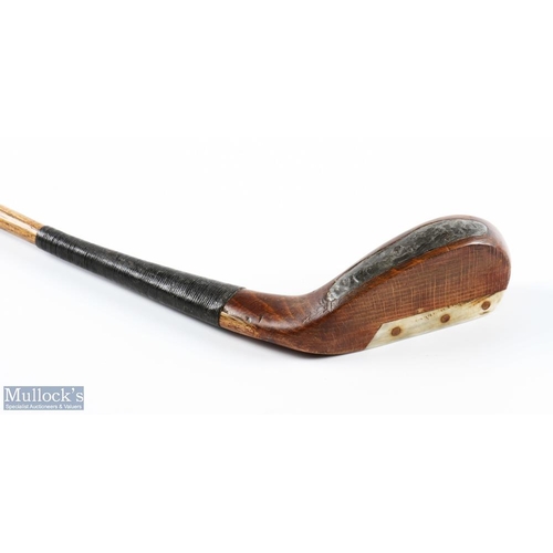 411 - Robert Simpson scared neck late longnose putter in light stained beech wood stamped with the maker's... 