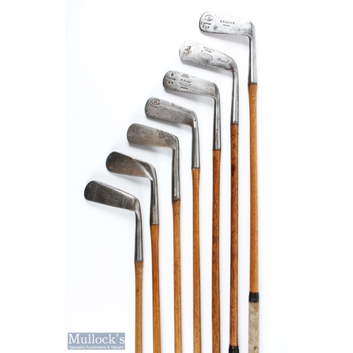 487 - 7x Metal blade putters to incl an excelsior concentric back blade, Walter Hagen long blade putter, W... 