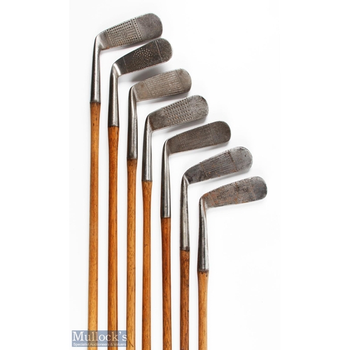 487 - 7x Metal blade putters to incl an excelsior concentric back blade, Walter Hagen long blade putter, W... 