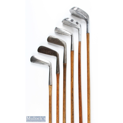 488a - 6x Assorted putters to incl Spalding Angus wide soled metal head, Everclean round back straight blad... 