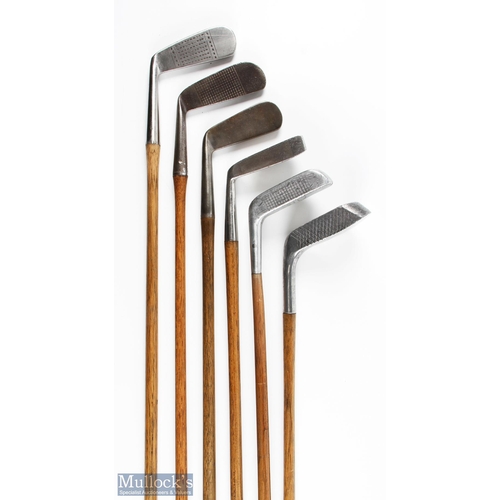 488a - 6x Assorted putters to incl Spalding Angus wide soled metal head, Everclean round back straight blad... 