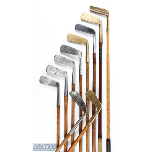 489 - 10x Assorted metal and brass putters to incl R Anderson & Son Edinburgh showing Nicol hand mark, Vic... 