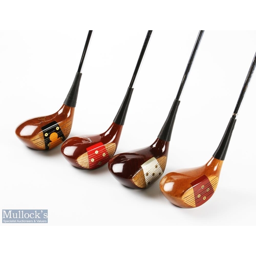 490 - 4x Various MacGregor persimmon woods including a key hole DX Tourney model in light stained persimmo... 