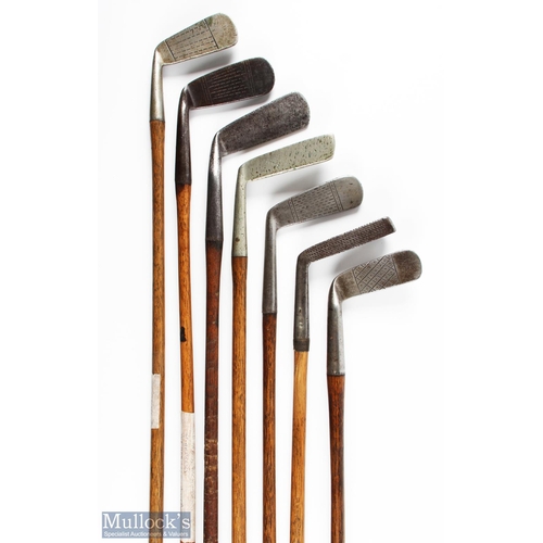 494 - Interesting collection of 7x Assorted unusual design putters to incl Duncan MacPherson wide soled fl... 